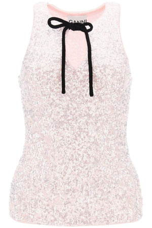 Áo top 3D sequin màu hồng và tím cho phụ nữ - Bộ sưu tập SS24