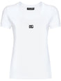 DOLCE & GABBANA Embroidered Logo Cotton Blend T-Shirt for Women