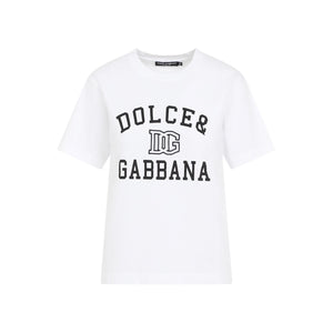 DOLCE & GABBANA Classic Women's White T-Shirt with Black Logo