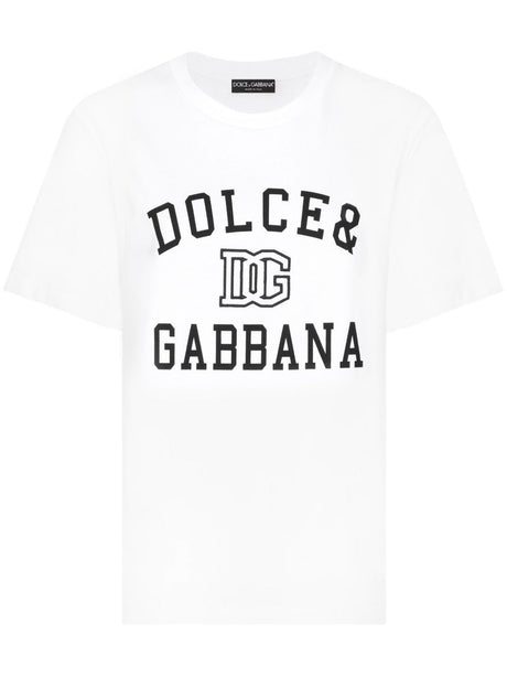 DOLCE & GABBANA Oversized Cotton Logo T-Shirt - Size 40 IT