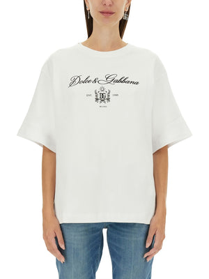 DOLCE & GABBANA Classic Lettering Logo T-Shirt - Regular Fit, Size 40 IT