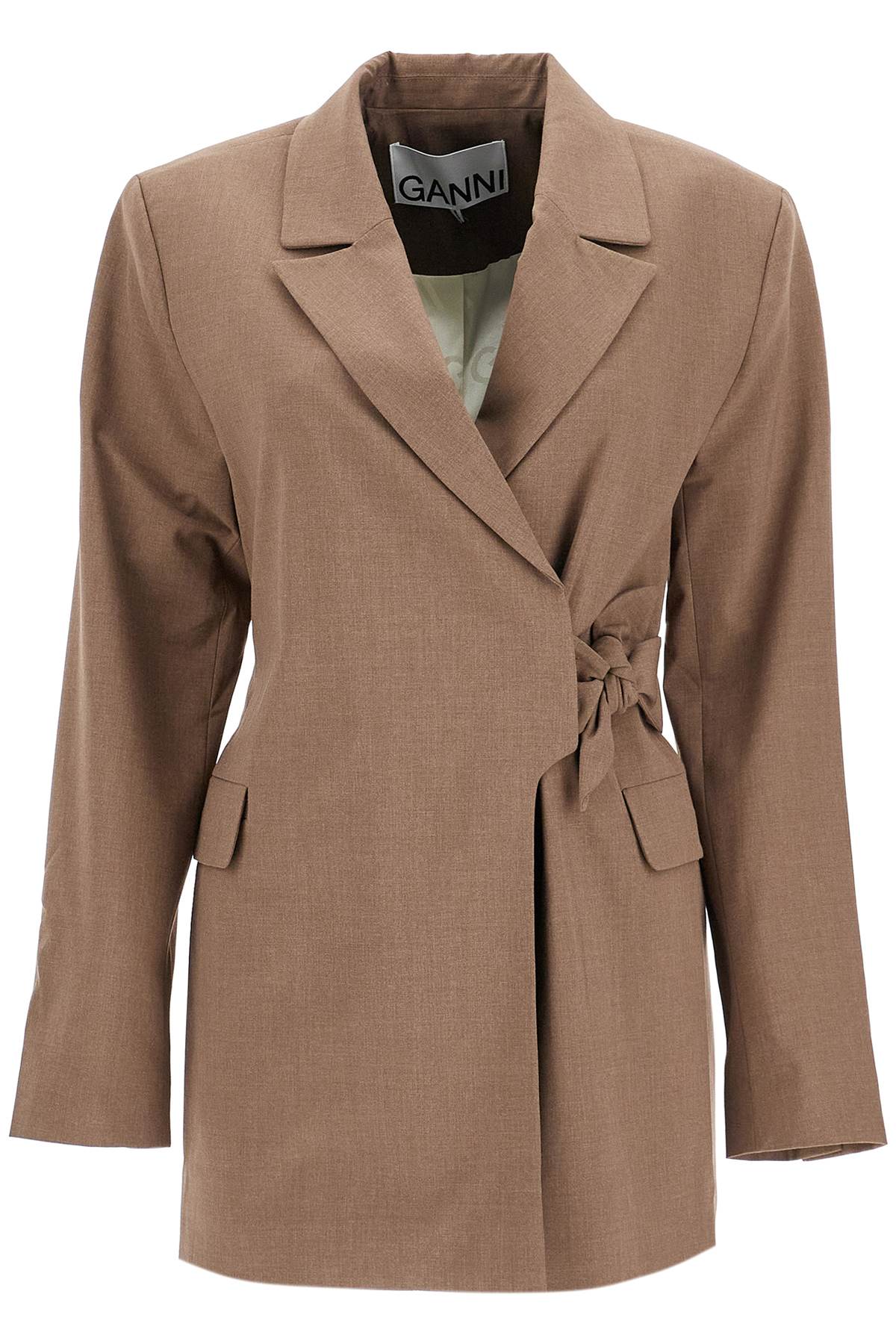 GANNI Chic Double-Breasted Blazer with Side Knot