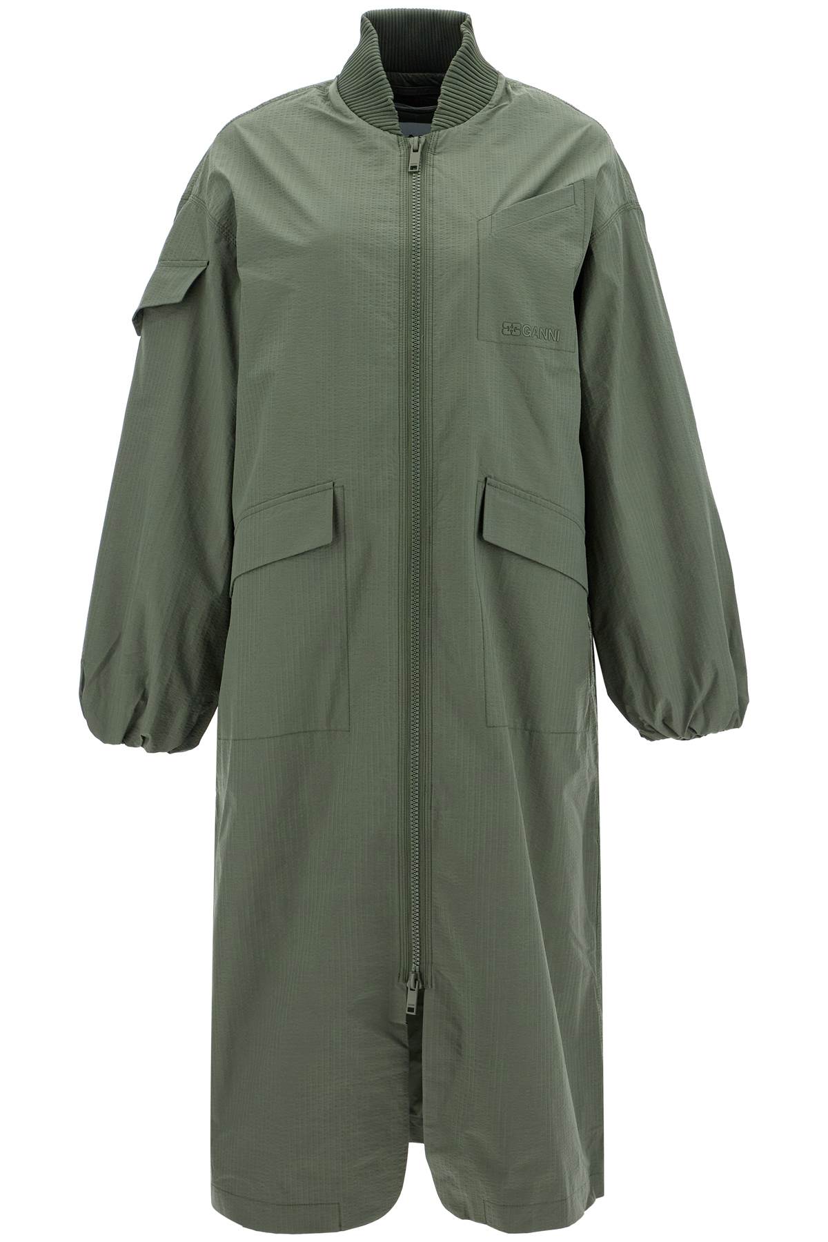 GANNI Wide-Cut Long Trench Jacket for Women