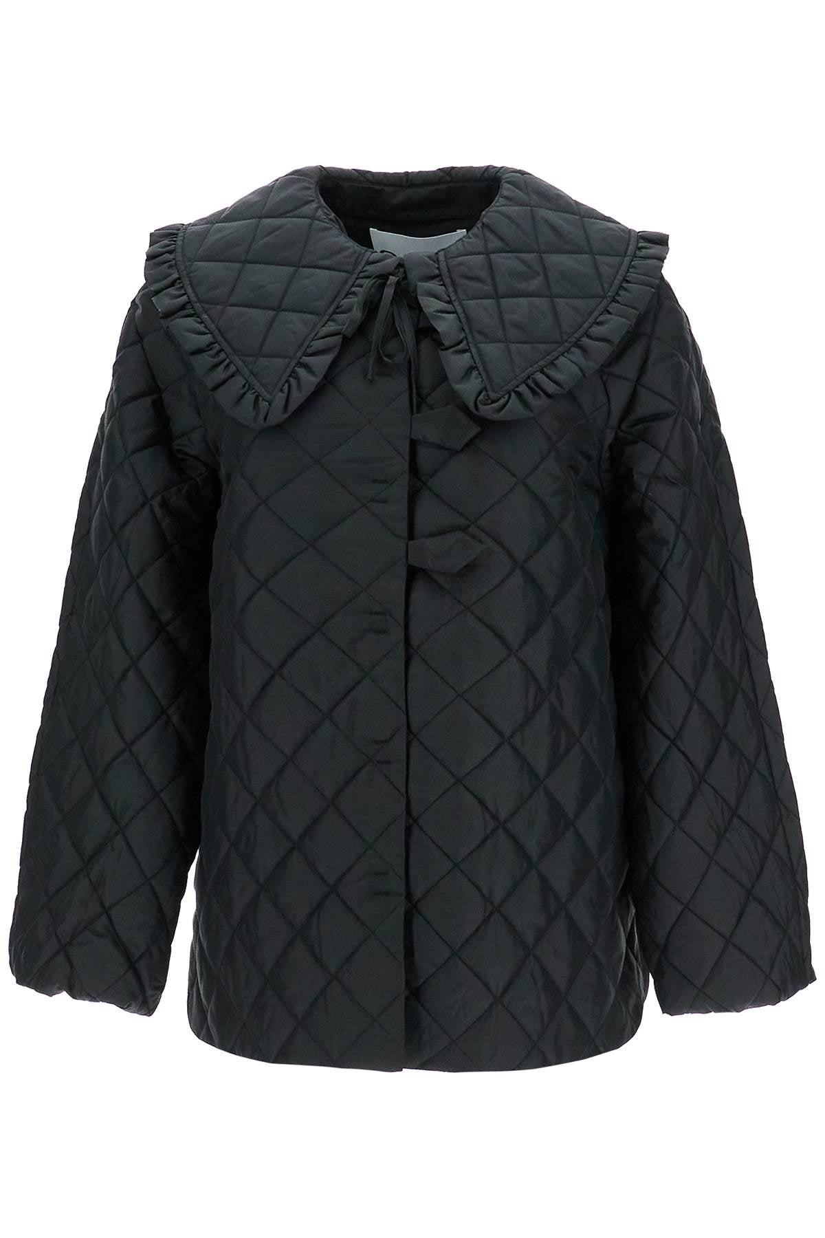 GANNI Quilted Ripstop Jacket with Exaggerated Collar