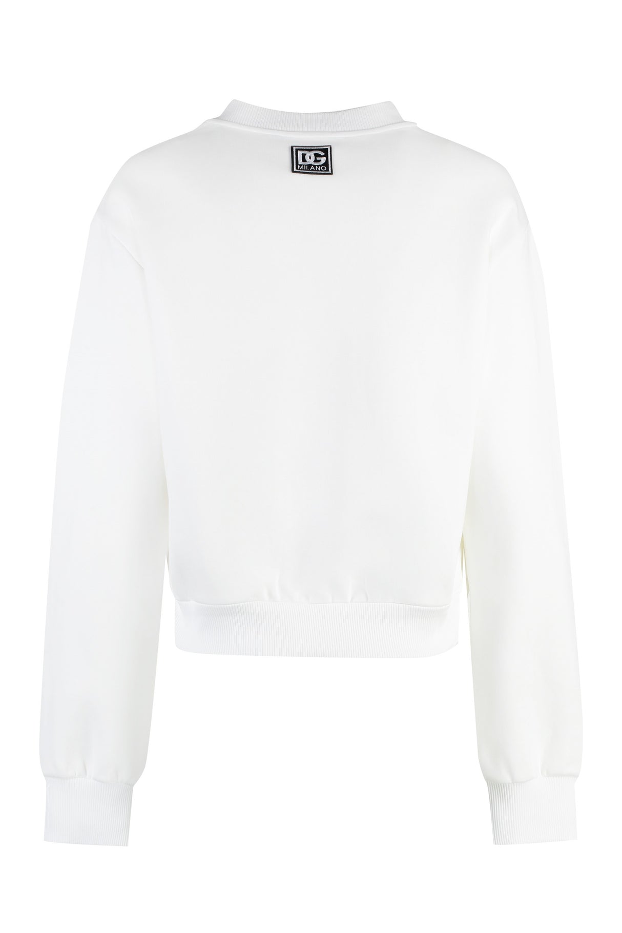 DOLCE & GABBANA Women's White Cotton Sweatshirt with Ribbed Edges - SS24