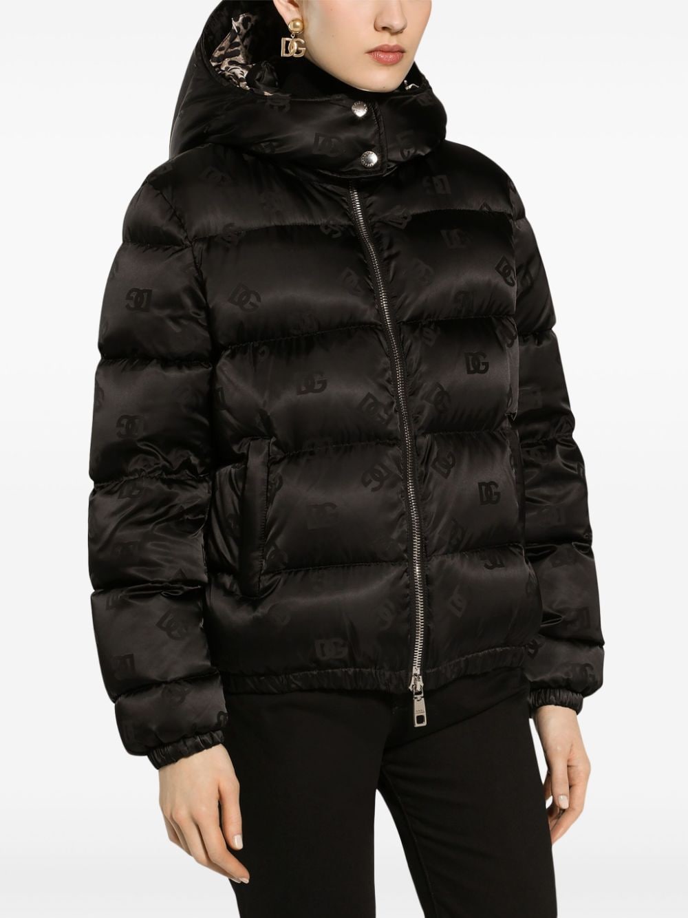 Áo Khoác Puffer Monogram Đen