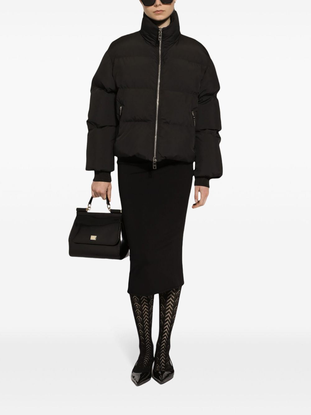 DOLCE & GABBANA Chic High Neck Zip-Up Puffer Jacket