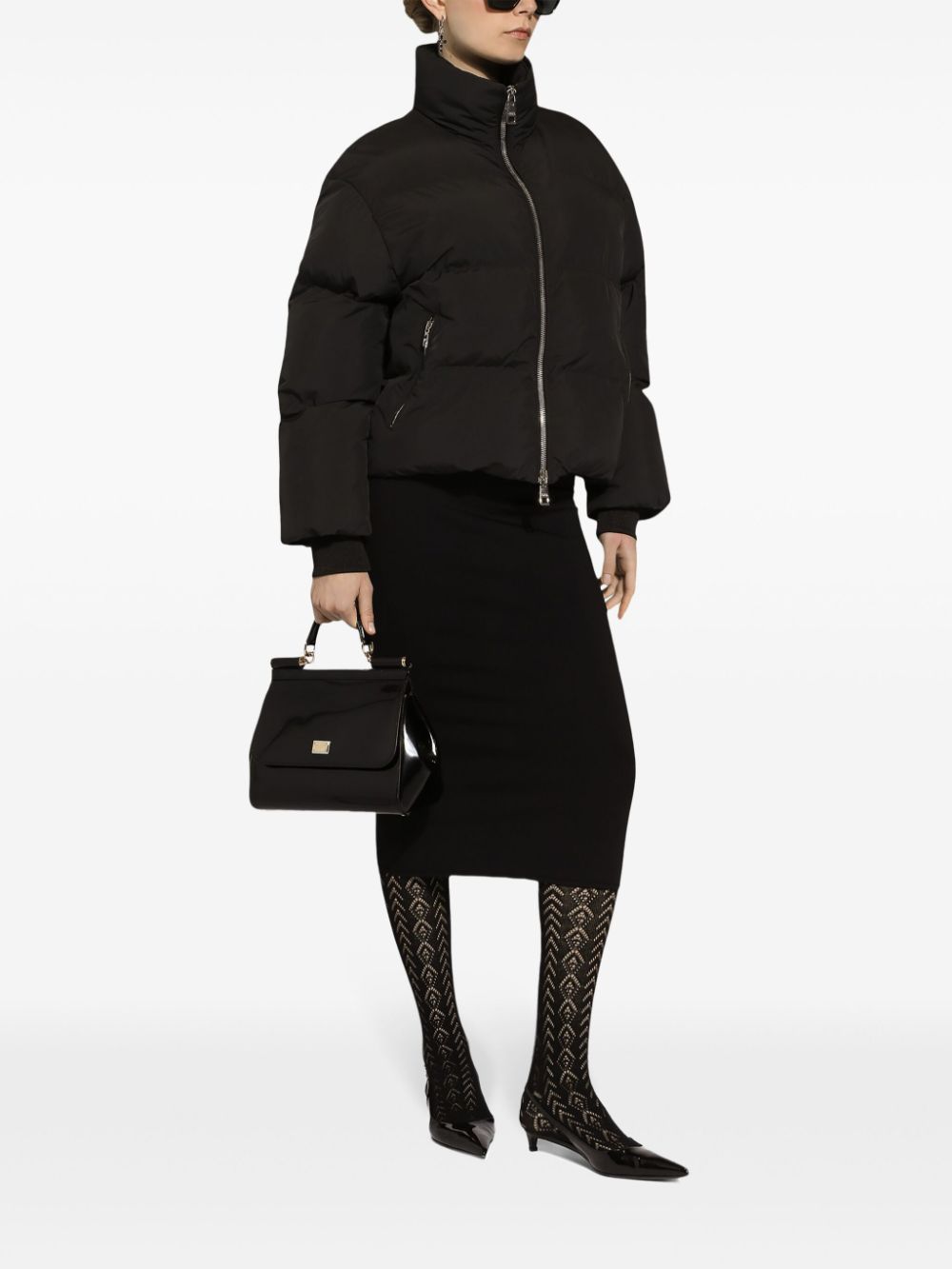 DOLCE & GABBANA Chic High Neck Zip-Up Puffer Jacket