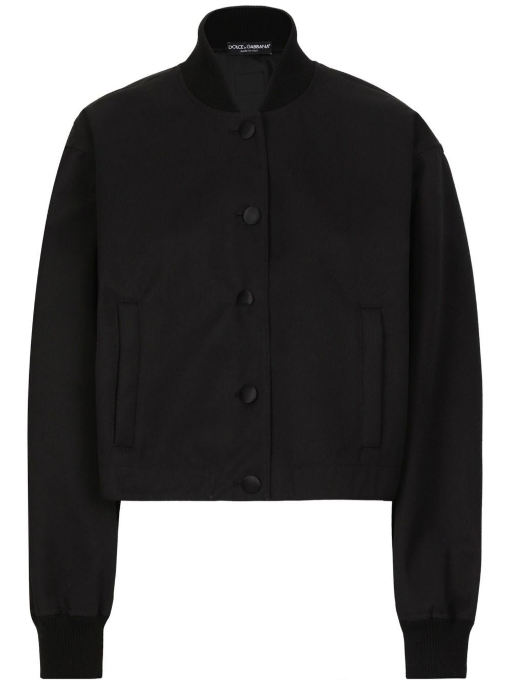 DOLCE & GABBANA Chic Black Bomber with Sleek Black Buttons for Women