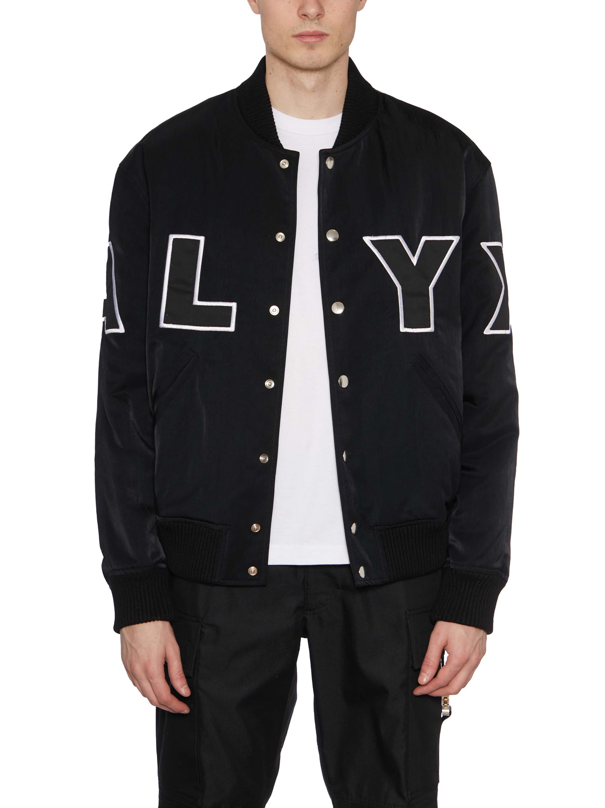 Men's Black Varsity Jacket - SS23 Wool Blend with Logo Patch