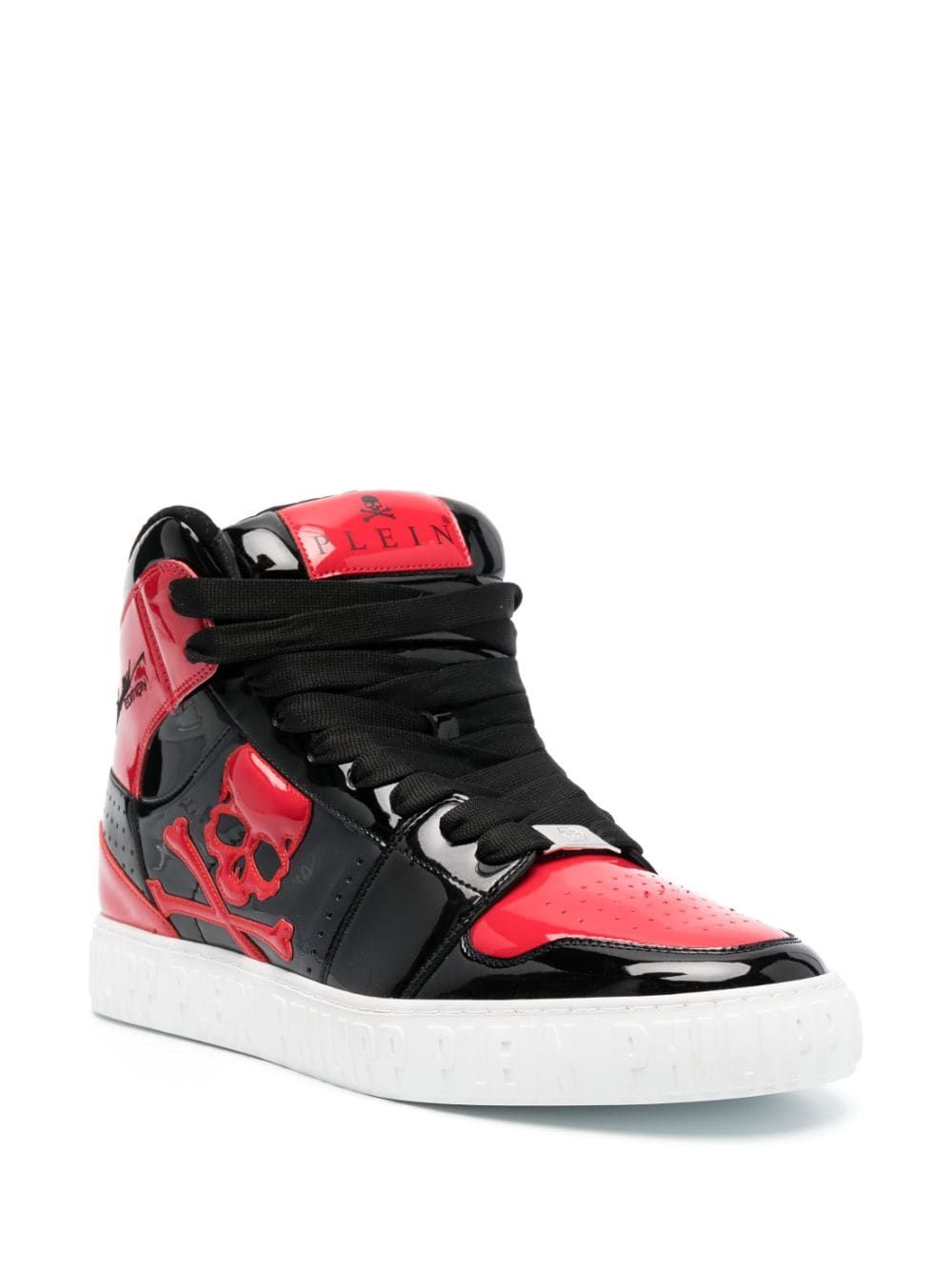 PHILIPP PLEIN Men's Black High-Top Sneakers with Skull Print