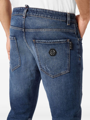 PHILIPP PLEIN Skinny Fit Distressed Denim Jeans for Men