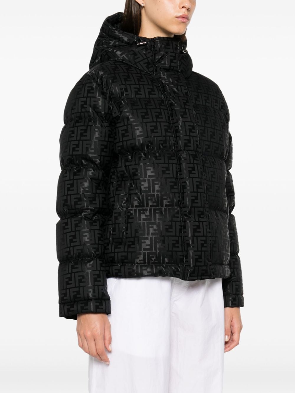 FENDI Signature FF Pattern Short Down Jacket