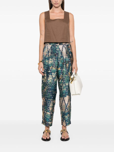 PIERRE LOUIS MASCIA Chic Abstract Silk Trousers