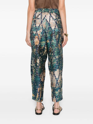 PIERRE LOUIS MASCIA Chic Abstract Silk Trousers