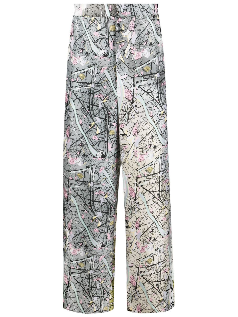 FENDI Vintage Map Silk Pants for Men