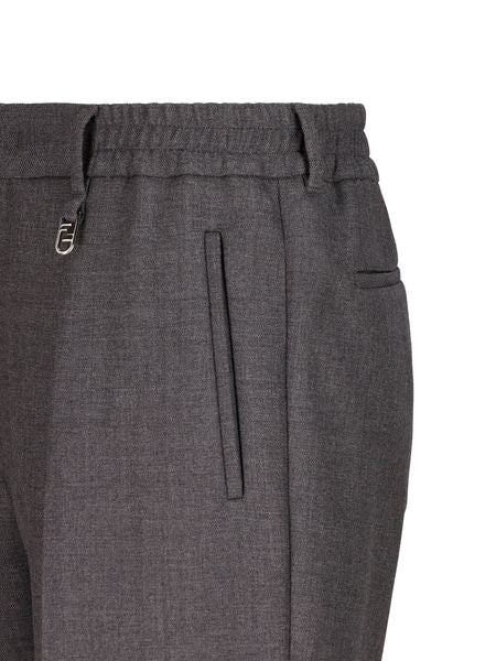 Men's Grey Wool Trousers from FENDI FW23 Collection