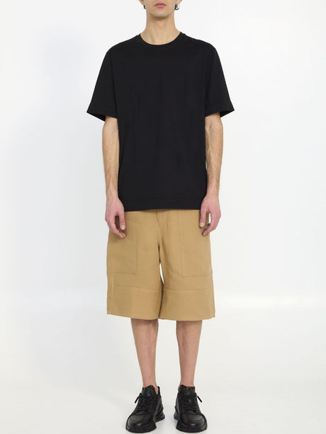 Beige Bermuda Shorts có túi kiểu trang phục công nhân chất liệu vải Canvas