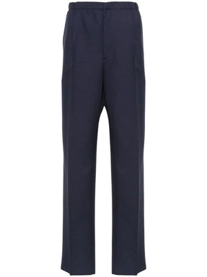 FENDI Navy Pleated Wool Trousers for Men