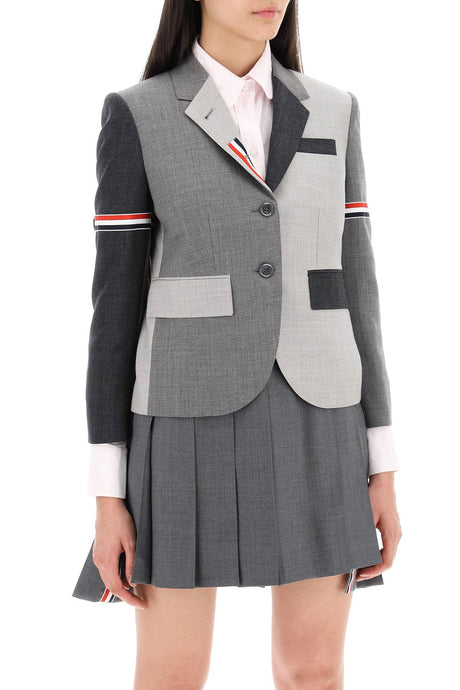 THOM BROWNE Gray Color-Blocked Tailored Blazer for Women in Fall/Winter 2024 Season
