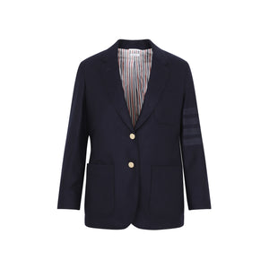 THOM BROWNE Blue Wool & Cashmere Blend Fit 2 Patch Pocket Jacket for Women