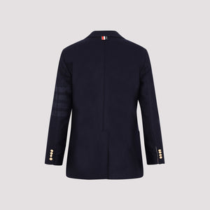 THOM BROWNE Blue Wool & Cashmere Blend Fit 2 Patch Pocket Jacket for Women