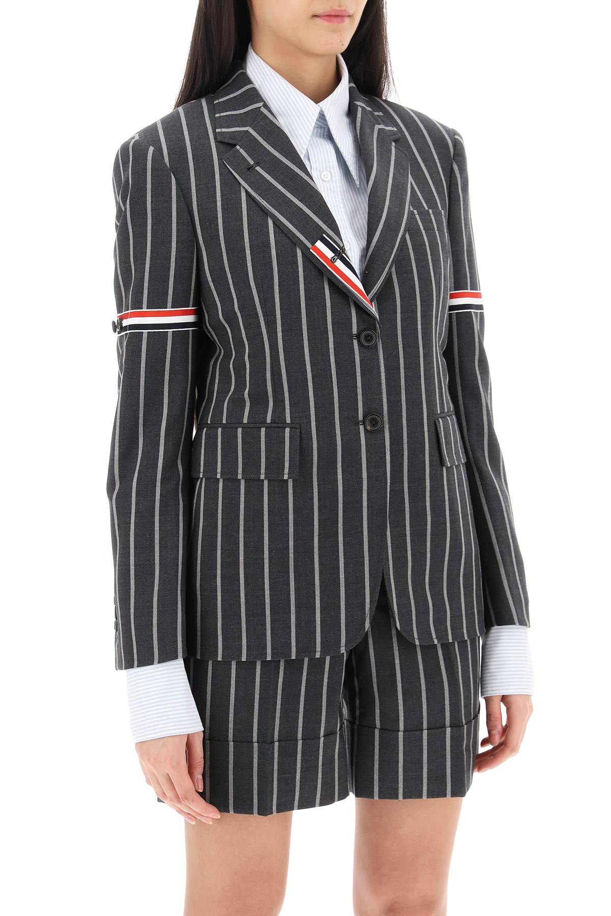 Grey Striped Wool Jacket - SS24