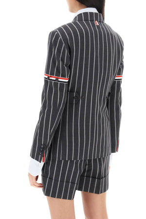Grey Striped Wool Jacket - SS24