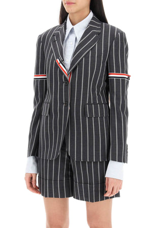 Grey Striped Wool Jacket - SS24