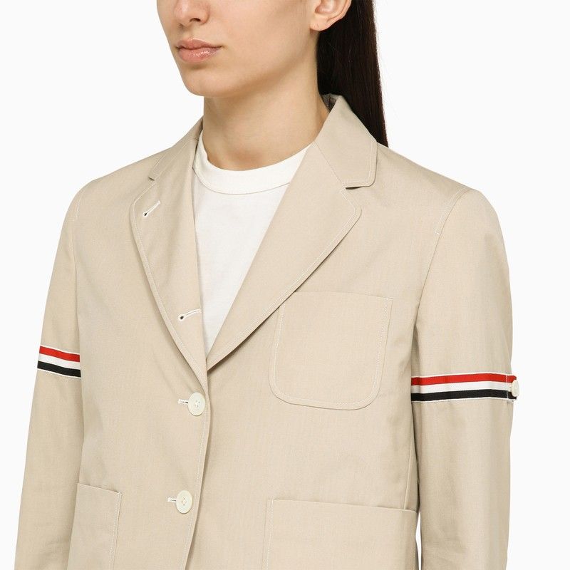 Khaki Cotton-Blend Single-Breasted Short Blazer - SS24 Collection