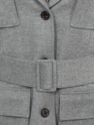 THOM BROWNE Women's Classic Grey Wool Jacket with Adjustable Waistband