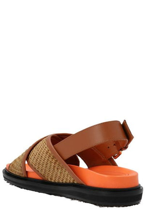 MARNI Raffia and Leather Trim Sandals