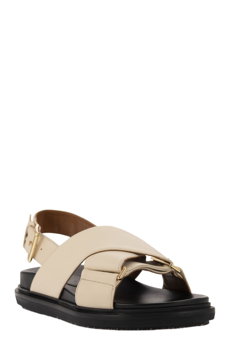 Women's Criss-Cross Sandals in Black Leather for FW23