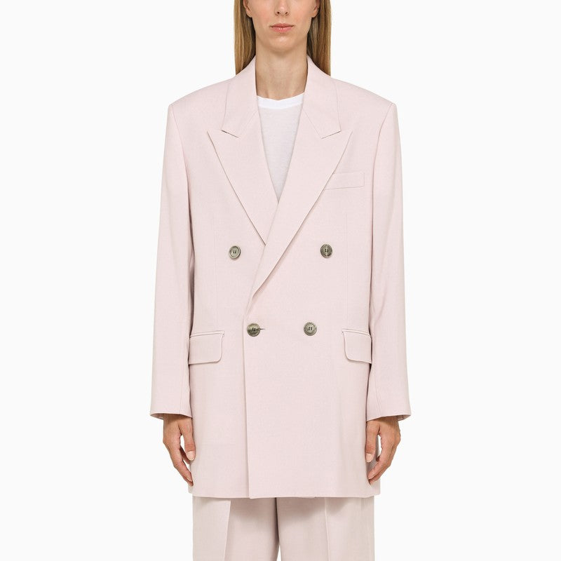 Powder-Coloured Double-Breasted Jacket for Women - FW23