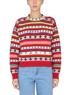 KENZO Fair Isle Women's Jacquard Logo Knit Jacket