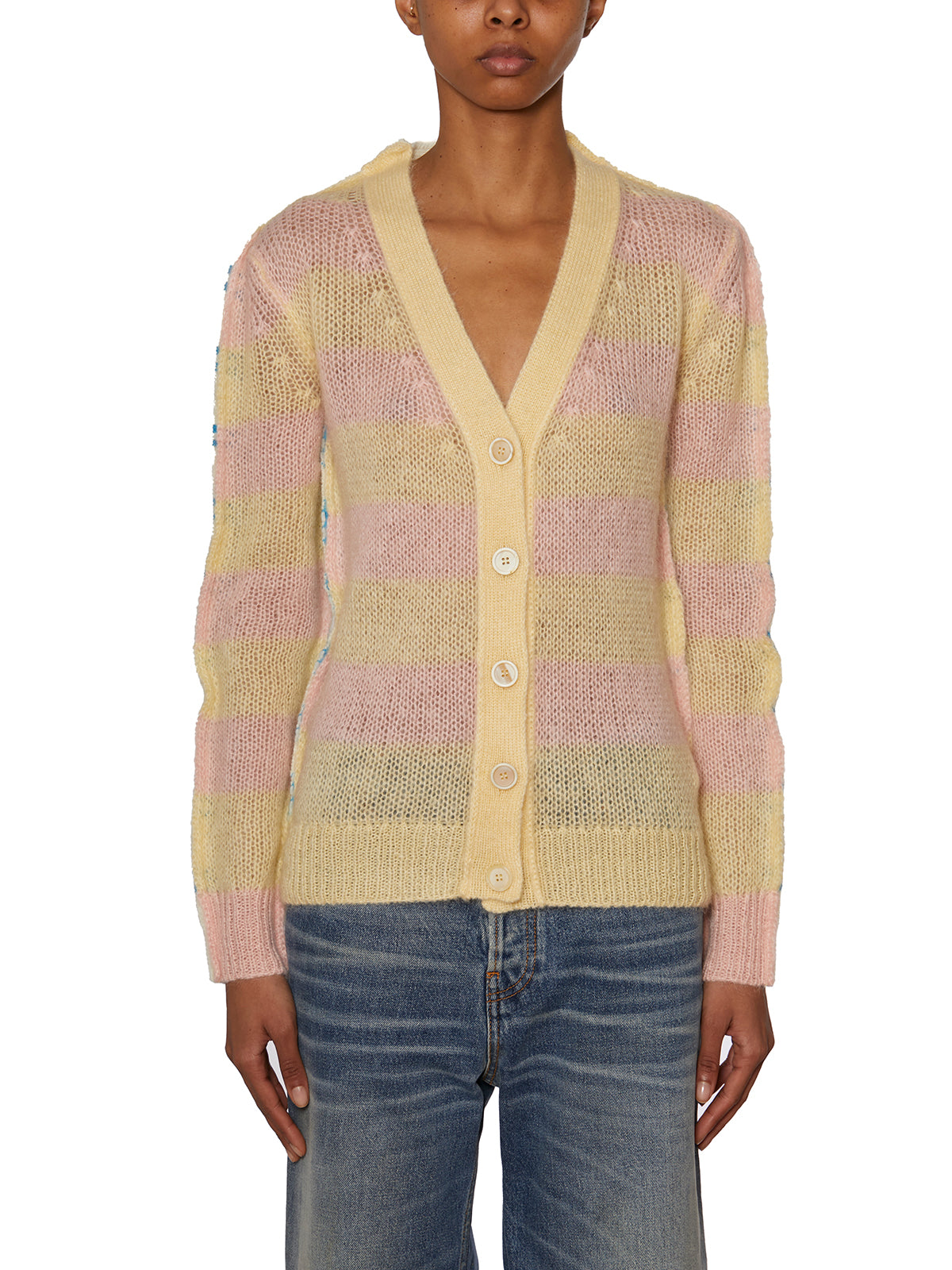 MARNI Multicolor Mohair and Wool Cardigan for Women - SS23