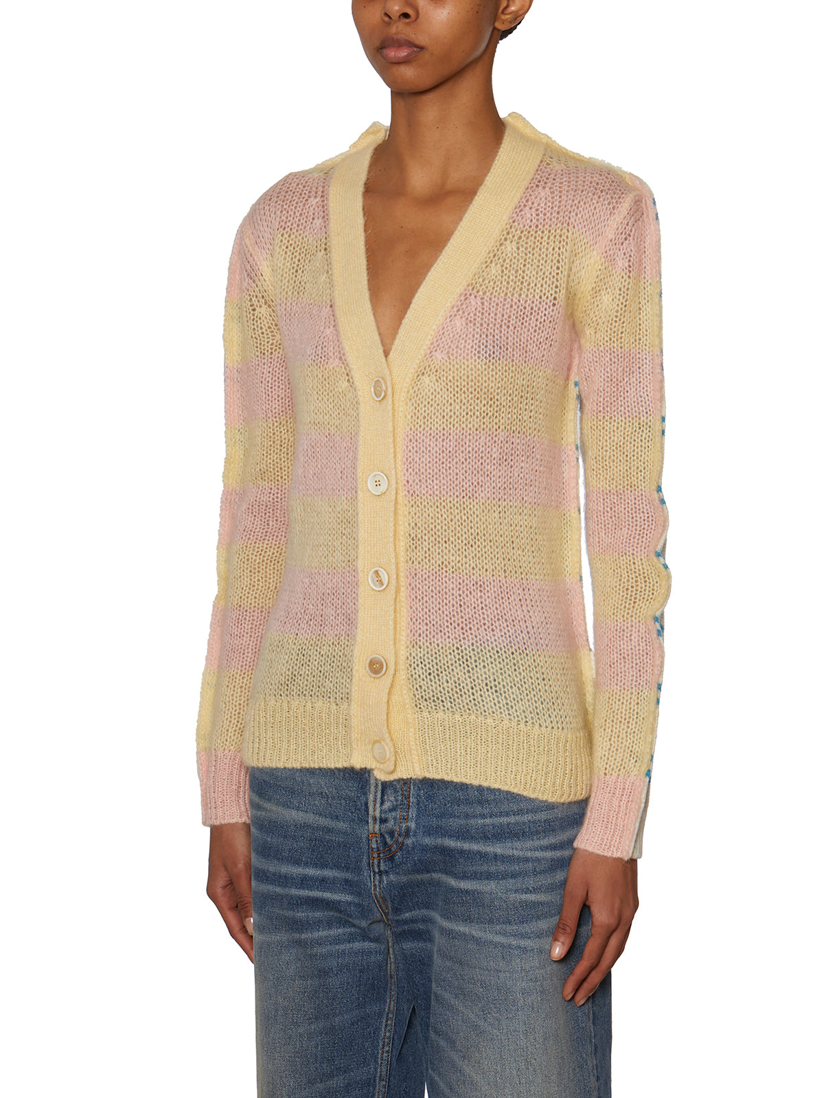 MARNI Multicolor Mohair and Wool Cardigan for Women - SS23