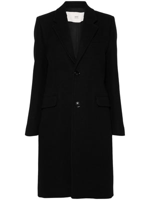 AMI PARIS Classic Black Wool Jacket with Notched Lapels