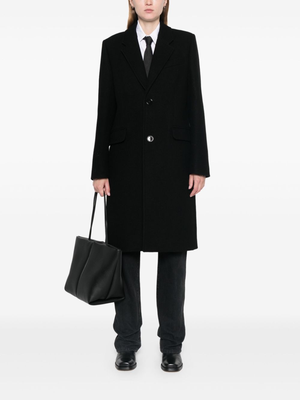 AMI PARIS Classic Black Wool Jacket with Notched Lapels