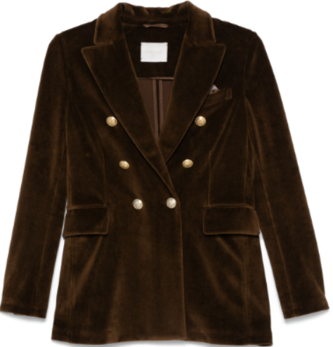 CIRCOLO 1901 Chocolate Brown Velour Double-Breasted Jacket for Women