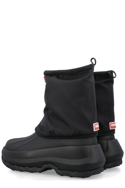 KENZO Men's Black Leather Rain Boots for FW23