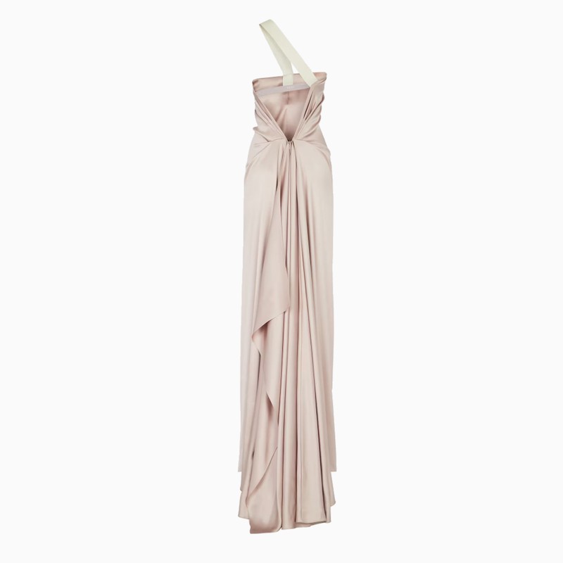 FENDI Elegant Antique Pink Silk One-Shoulder Mini Dress