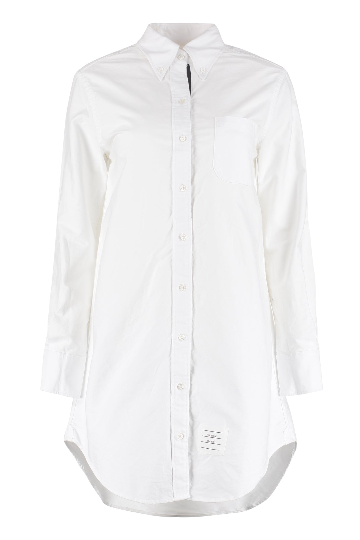 THOM BROWNE Sophisticated White Cotton Thigh-Length Shirtdress