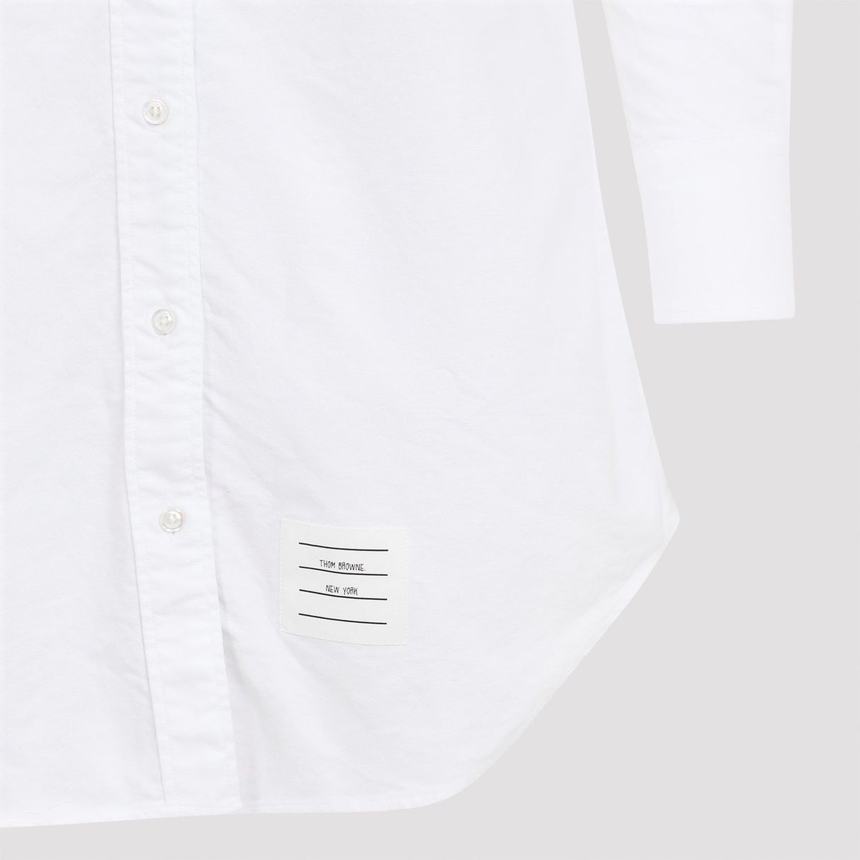 THOM BROWNE Sophisticated White Cotton Thigh-Length Shirtdress