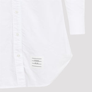 THOM BROWNE Sophisticated White Cotton Thigh-Length Shirtdress