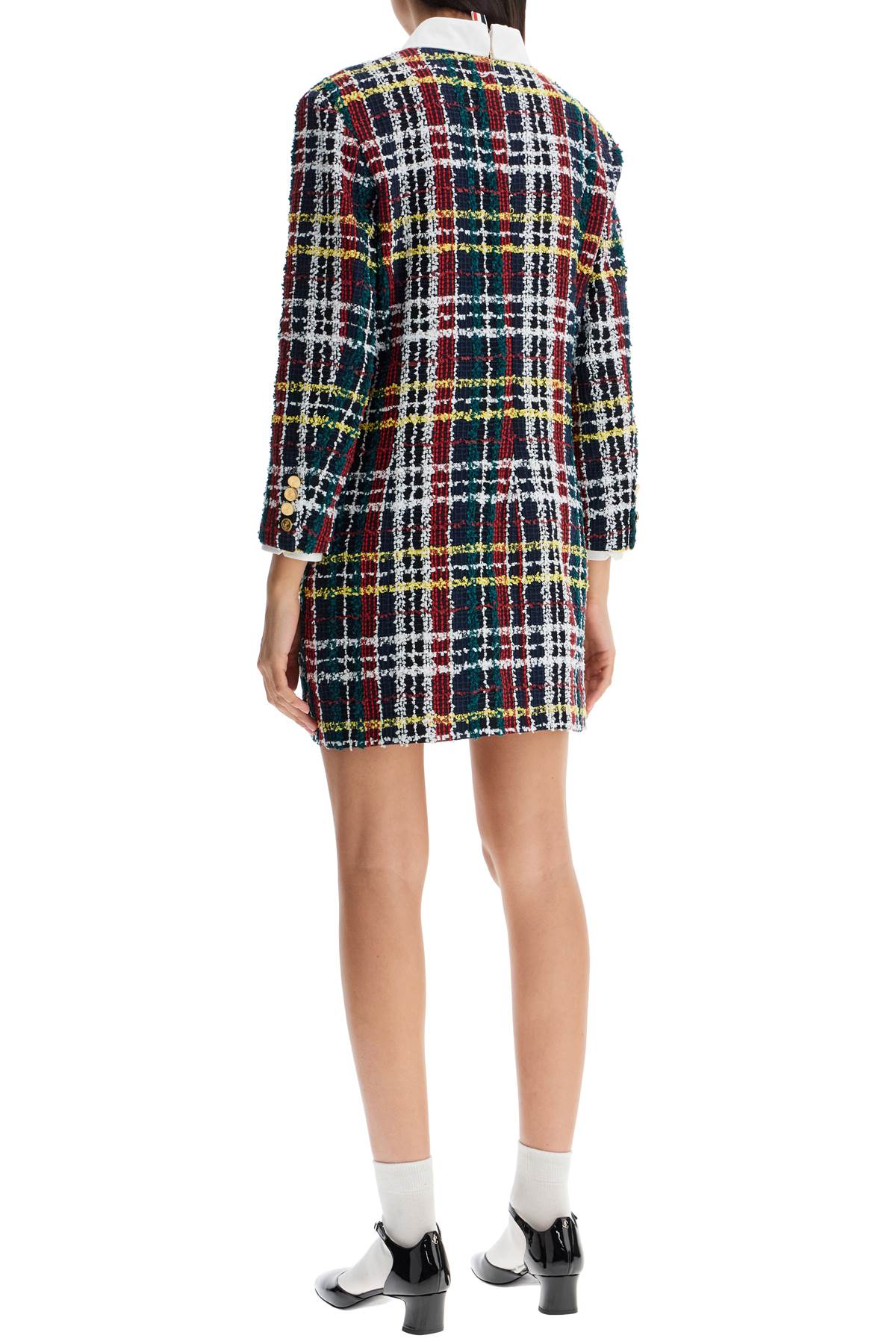 THOM BROWNE Chic Mini Sheath Dress with Shirt-Style Details