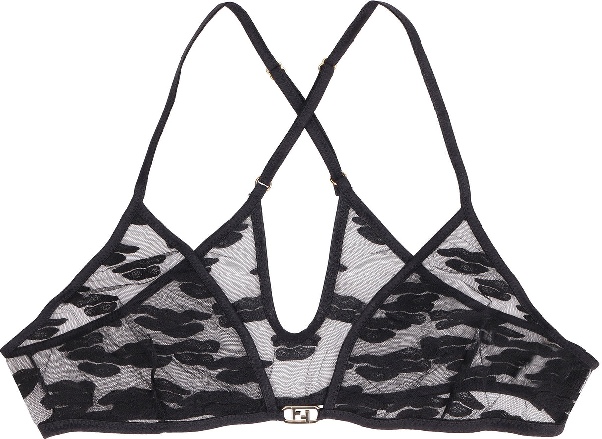 FENDI Feminine Black Lace Lingerie Set for Women - SS22 Collection