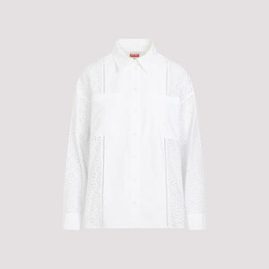 KENZO White Cotton Broderie Anglaise Shirt for Women - SS24 Collection