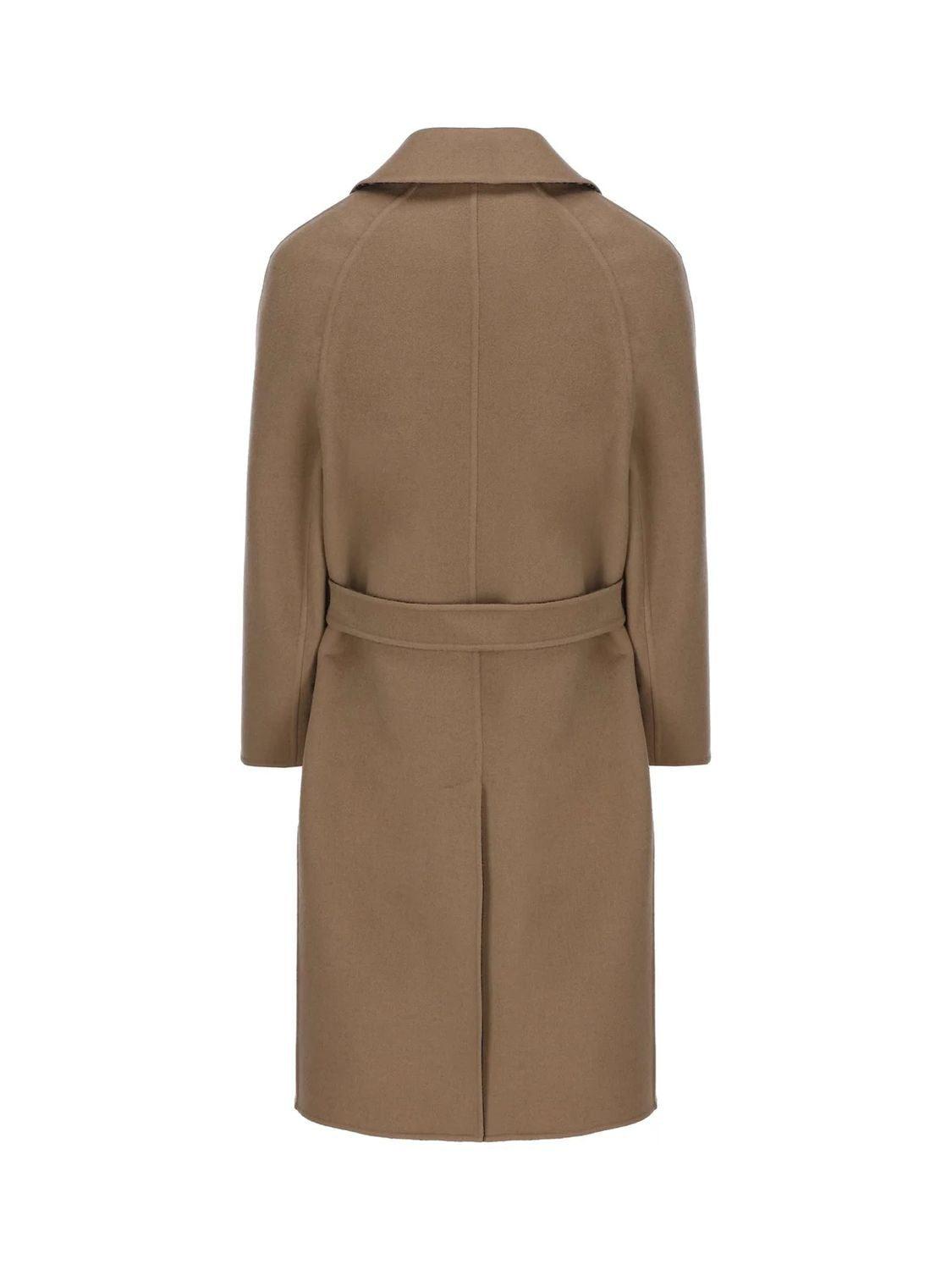 Men's Double Wool Trench Coat in Castoro and Nero