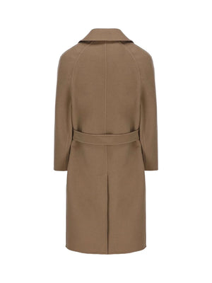 Men's Double Wool Trench Coat in Castoro and Nero